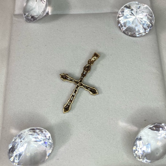 10K YELLOW AND WHITE GOLD diamond cross pendant REAL GOLD ✝️ - Picture 10 of 16